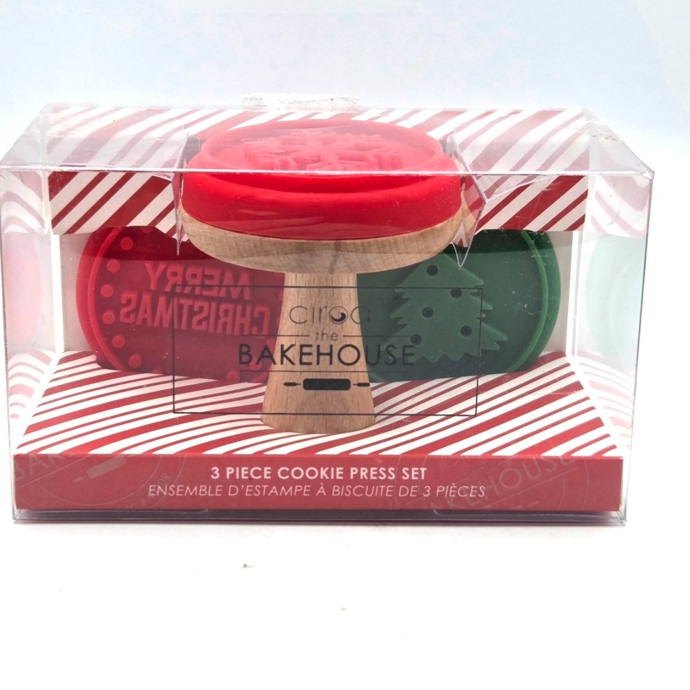 Ciroa The BakeHouse Christmas 3 Piece Cookie Press‎ Set NEW in BOX